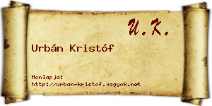 Urbán Kristóf névjegykártya