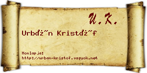 Urbán Kristóf névjegykártya